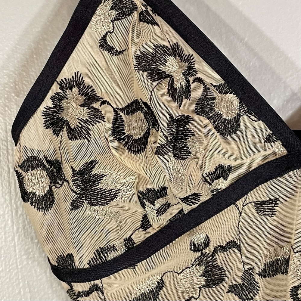 NWT INC International Concepts Sheer Mesh Metallic Floral Sexy Bodysuit Size S - Picture 5 of 16